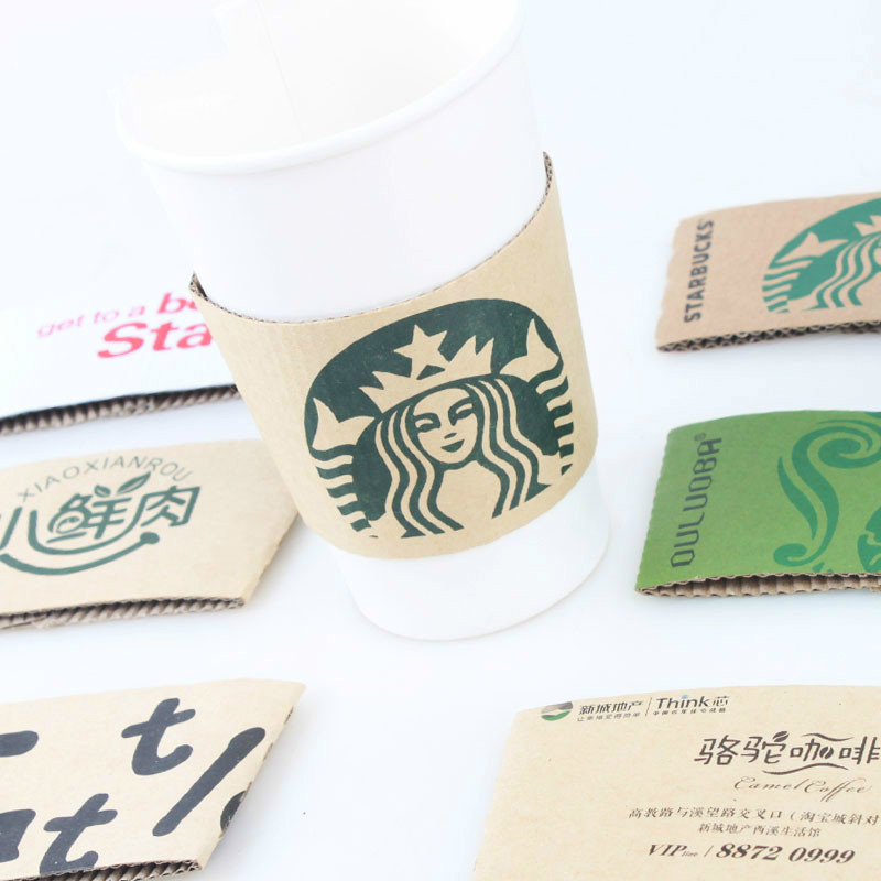 Party Event Supplier - ปลอกหุ้มแก้วกระดาษลายการ์ตูนแบบสองชั้น 100 ชิ้น ปลอกแก้วกาแฟแบบใช้แล้วทิ้ง ภาชนะใส่อาหาร รับผลิตตามสั่งจากซัพพลายเออร์