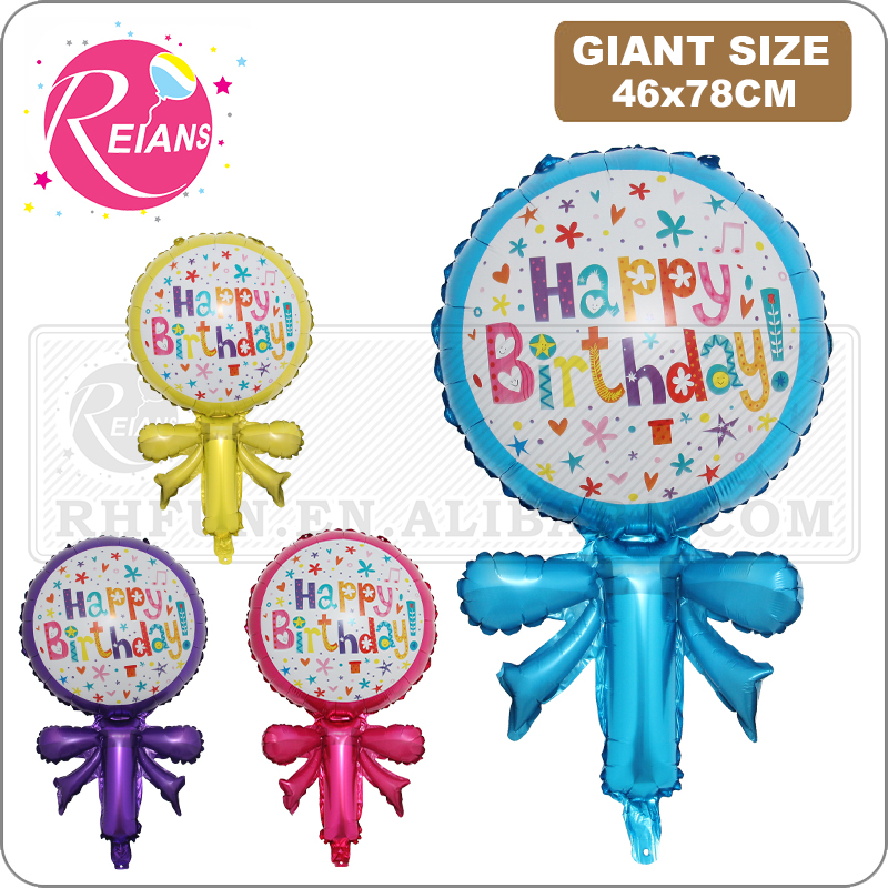 Party Event Supplier - Happy วันเกิด Bowknot Lollipop Candy ดอกไม้รูปร่างอลูมิเนียมฟอยล์บอลลูน