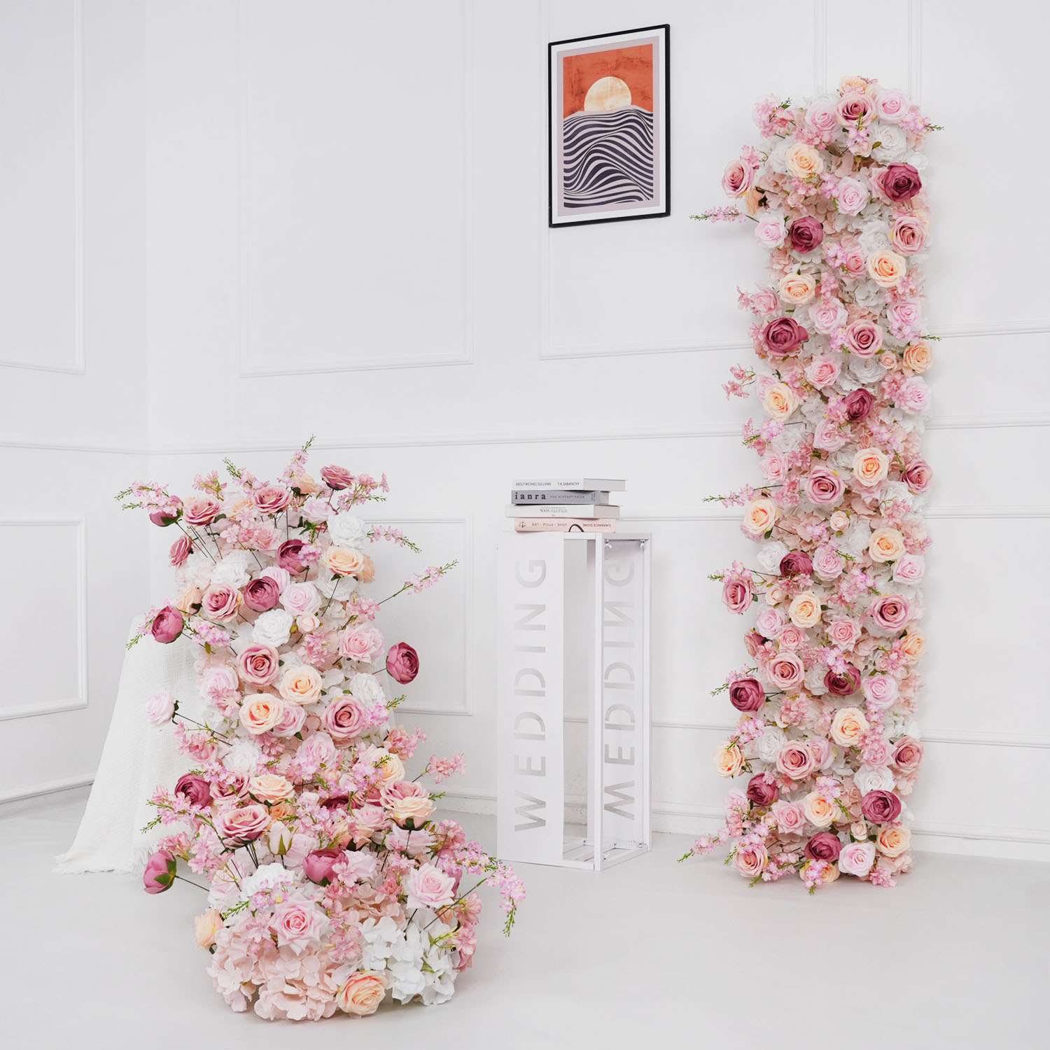 Flower Wall Panel - Uflower หรูหราประดิษฐ์ดอกไม้แถววันเกิด PARTY Centerpiece งานแต่งงานตกแต่งดอกไม้ฉากหลังตกแต่งเวทีกิจกรรม Flora