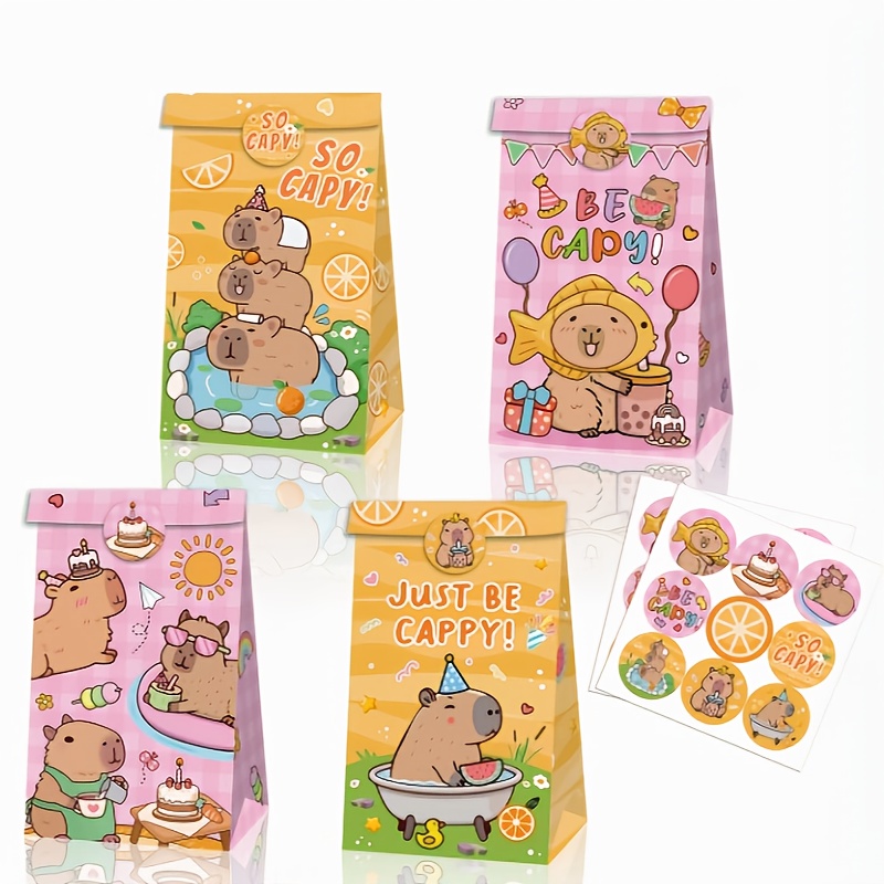 Event Party Box - 12/24/48pcs Capybara Candy กระเป๋าอุปกรณ์งานเลี้ยงวันเกิดงานรื่นเริงของขวัญกระเป๋าการ์ตูนรูปแบบ Surprise กล่องถุงกระดาษ
