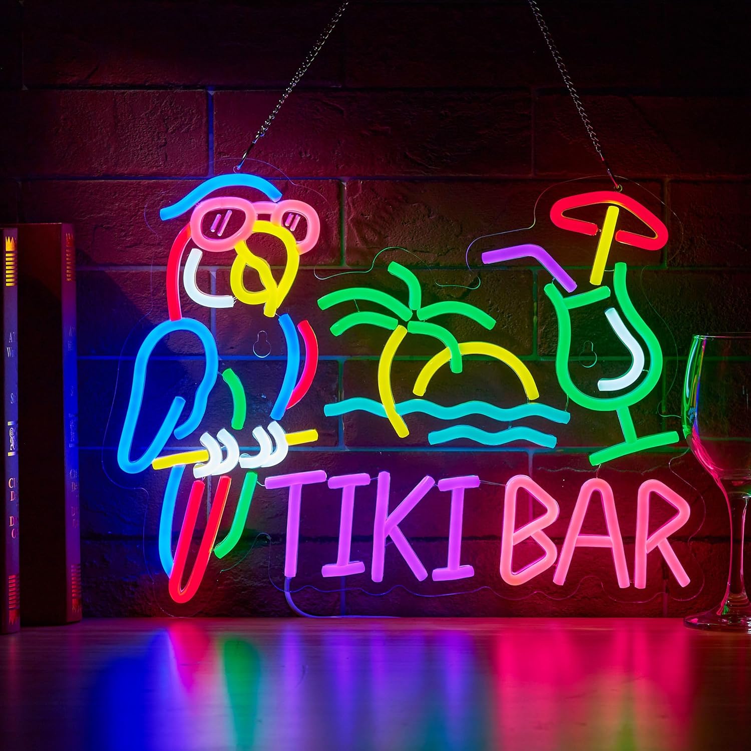 Neon Sign Party - ป้ายไฟนีออนรูปต้นปาล์ม ทิกิ บาร์ นกแก้ว สำหรับตกแต่งร้านอาหาร บาร์เบียร์