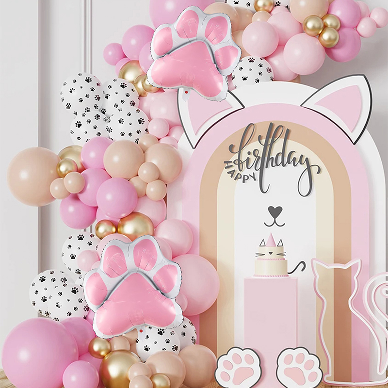 Balloon Arch Kit - ชุดลูกโป่งธีมแมวเหมียว 91 ชิ้น ชุดตกแต่งงานวันเกิดเด็ก 1 ขวบ