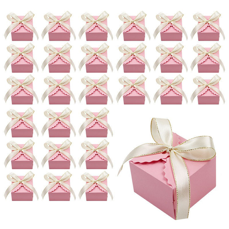 Event Party Box - 10/20PCS กระดาษคราฟท์กล่องของขวัญพร้อมริบบิ้นกล่องของชำร่วยสำหรับขนมช็อกโกแลตคุกกี้เครื่องประดับงานแต่งงานอุปกรณ์วันเกิด