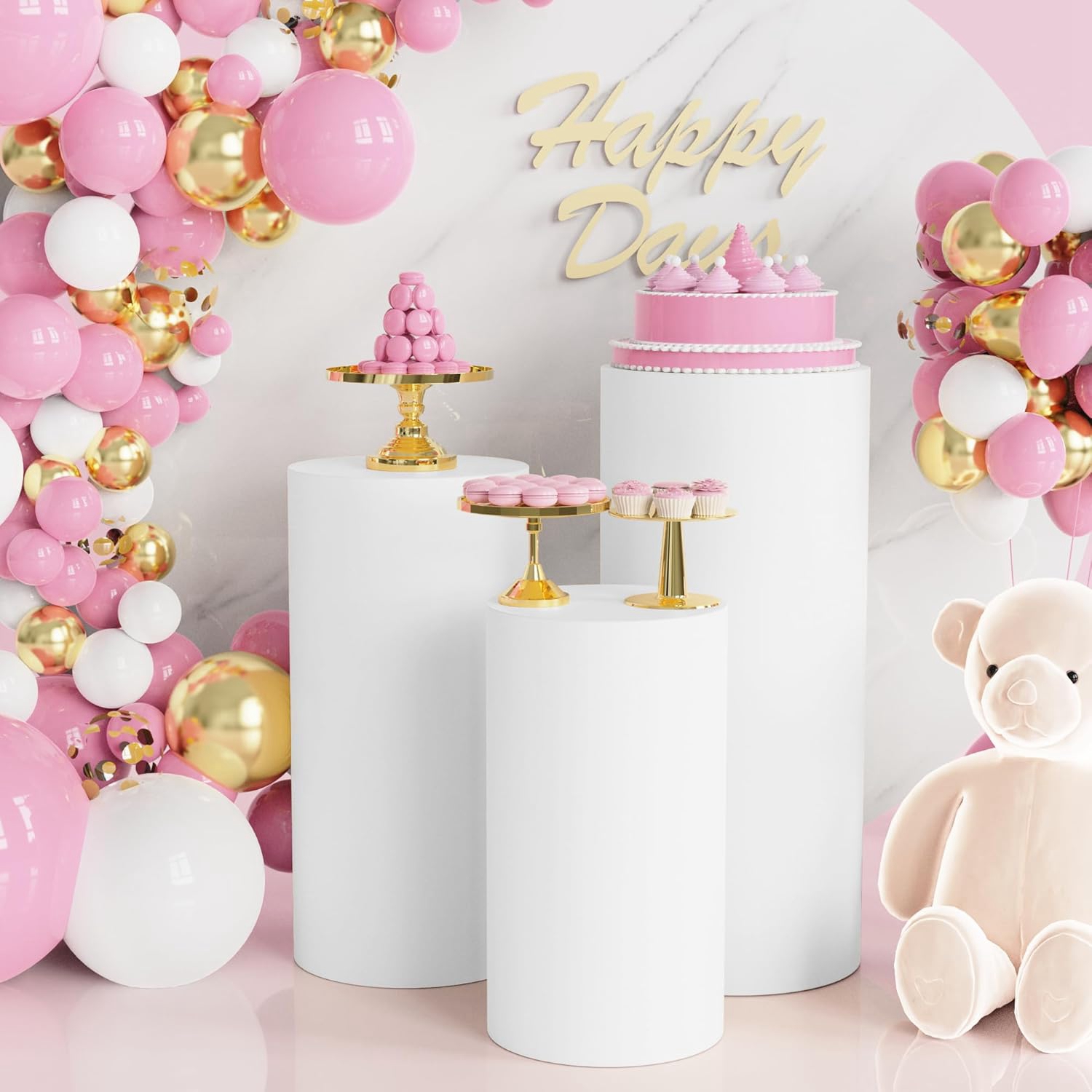 Dessert Table Backdrop - Yeele 1 ชิ้น/3 ชิ้น/5 ชิ้น ผ้าคลุมทรงกระบอกสีขาว