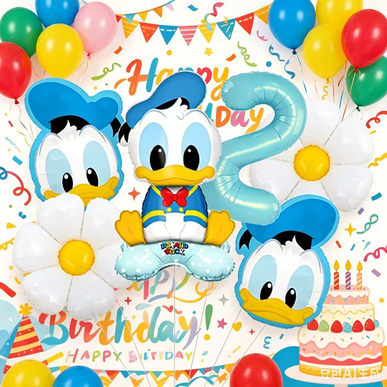 Balloon Arch Kit - ชุดตกแต่งผนังฉากหลังธีมการ์ตูนชุดอุปกรณ์ตกแต่งซุ้มลูกโป่งโดนัลด์ดั๊ก