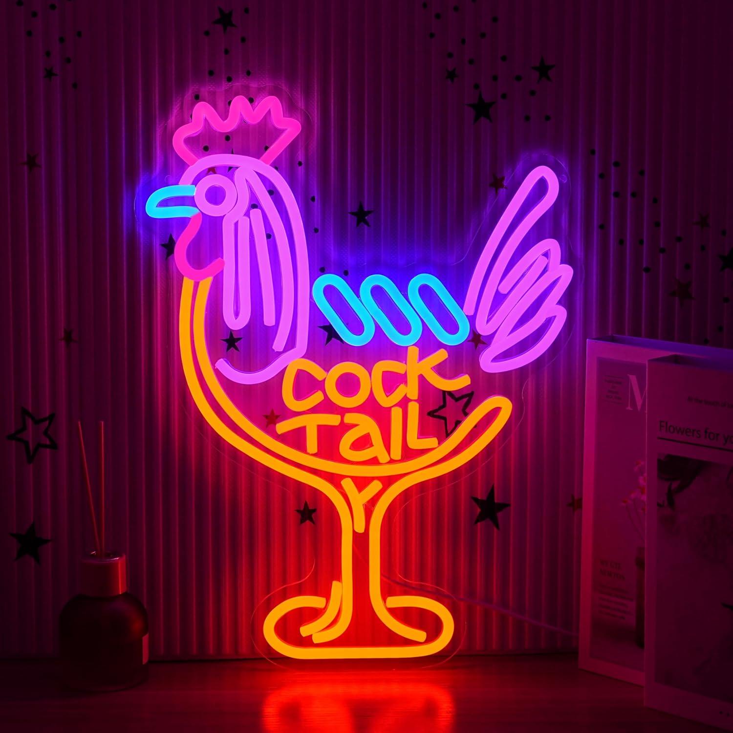 Neon Sign Party - ป้ายไฟนีออนค็อกเทล ไฟ LED ปรับความสว่างได้ผ่าน USB สำหรับบาร์
