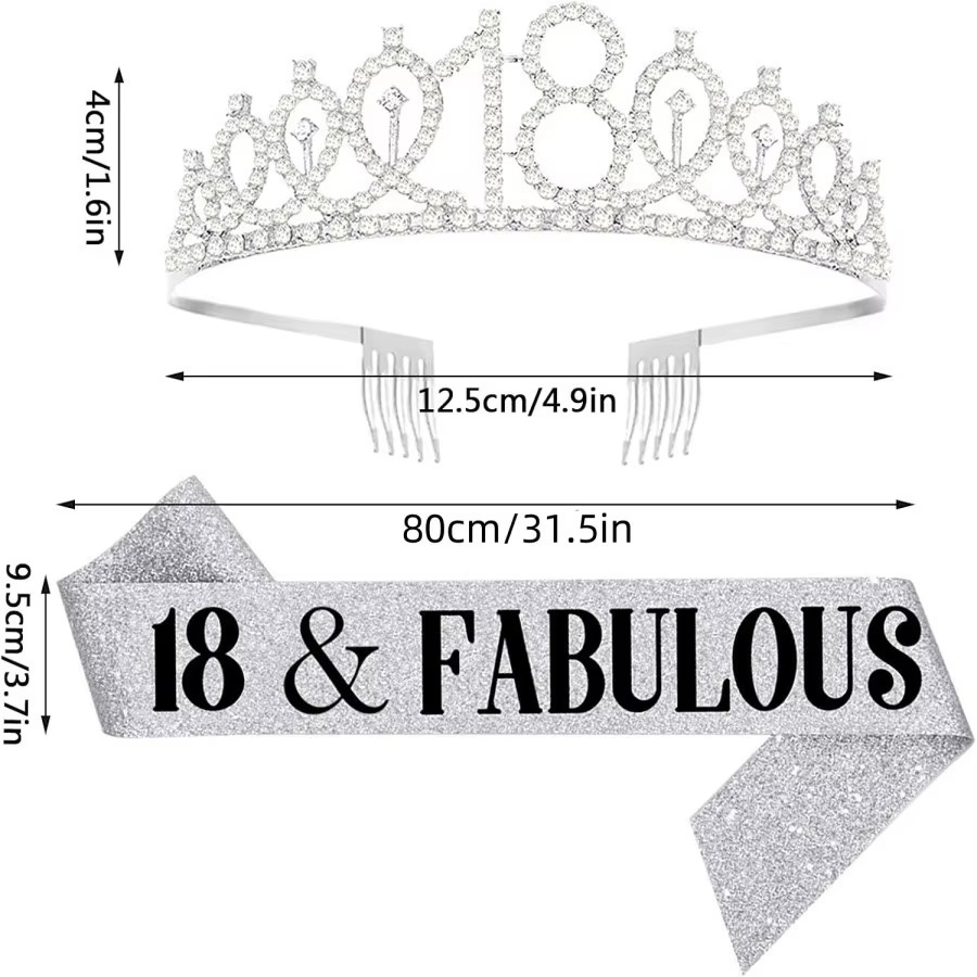 มงกุฎวันเกิดสีเงินวิบวับ พร้อม - Birthday Sash Glitter บทวิจารณ์และราคา
