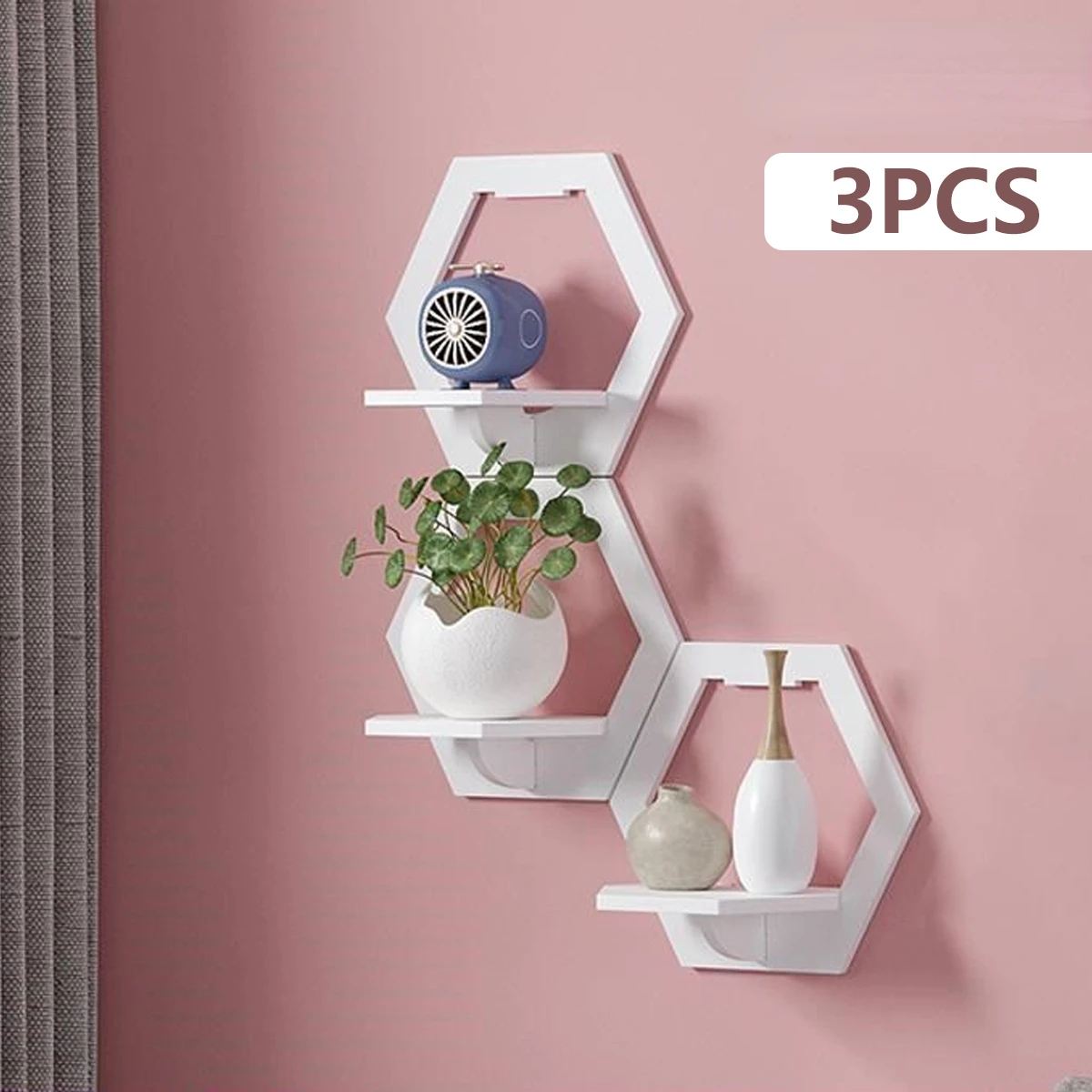 3 ชิ้นหกเหลี่ยมชั้นวาง Punch ฟ - Flower Wall Panel บทวิจารณ์และราคา