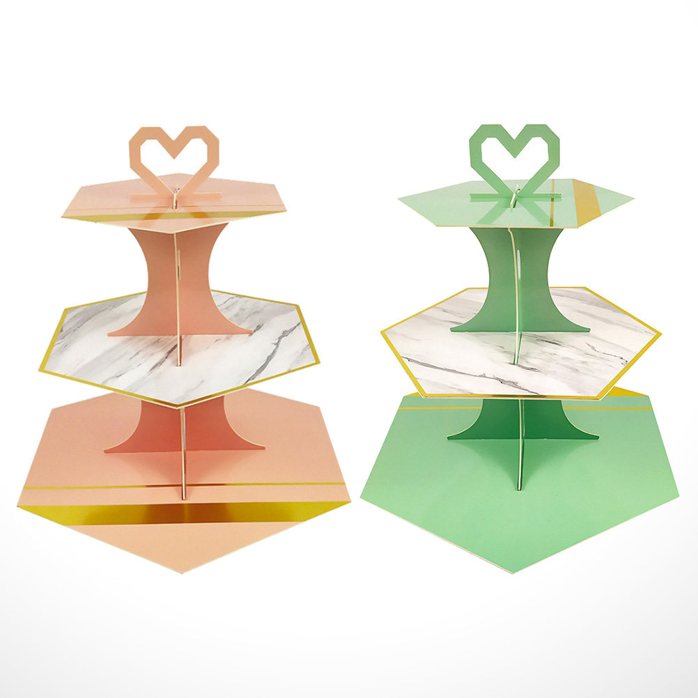 แท่นวางเค้กกระดาษลายหินอ่อน 2  - Cupcake Stand Tier บทวิจารณ์และราคา