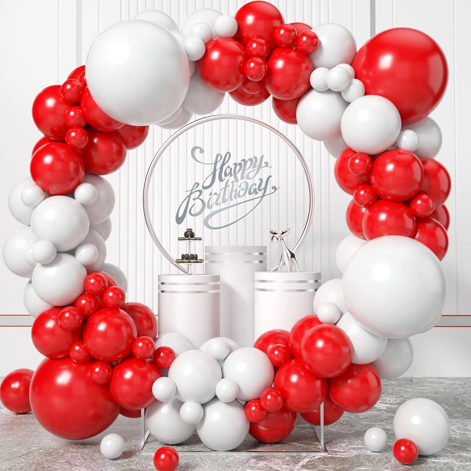 100 ชิ้นสีแดงและสีขาวบอลลูน Ga - Balloon Arch Kit บทวิจารณ์และราคา