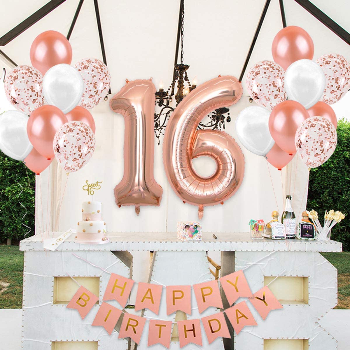ของตกแต่งวันเกิดครบรอบ 16 ปีสำ - Party Banner Gold บทวิจารณ์และราคา