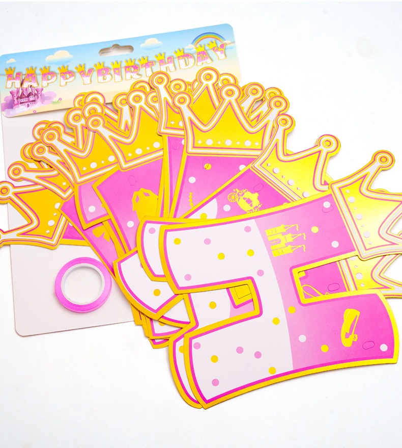 ชุดรูปแบบมงกุฎสีทองปั๊มสีชมพูต - Party Banner Gold บทวิจารณ์และราคา